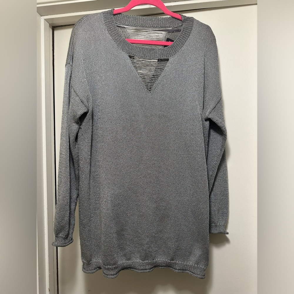 Lane Bryant Women’s Plus Silver Double V Sweater Tunic Size 18/20